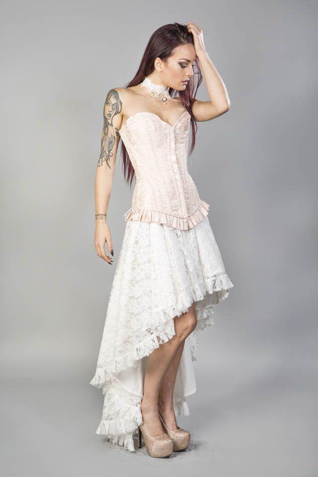Petra Zip Long Line Overbust Burlesque Corset In King Brocade-Burleska-Dark Fashion Clothing