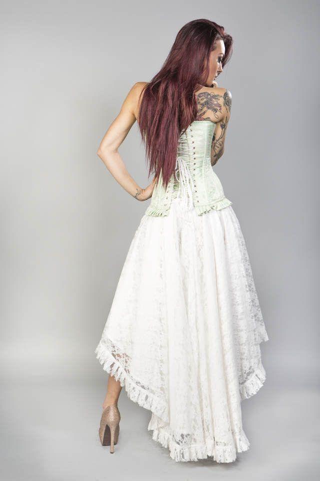 Petra Zip Long Line Overbust Burlesque Corset In King Brocade-Burleska-Dark Fashion Clothing