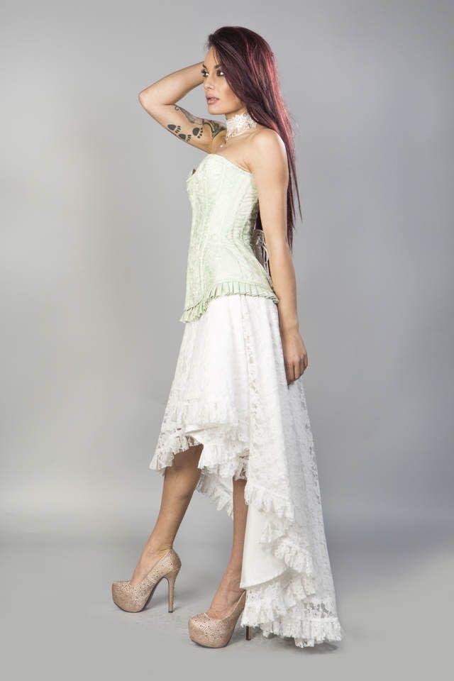 Petra Zip Long Line Overbust Burlesque Corset In King Brocade-Burleska-Dark Fashion Clothing