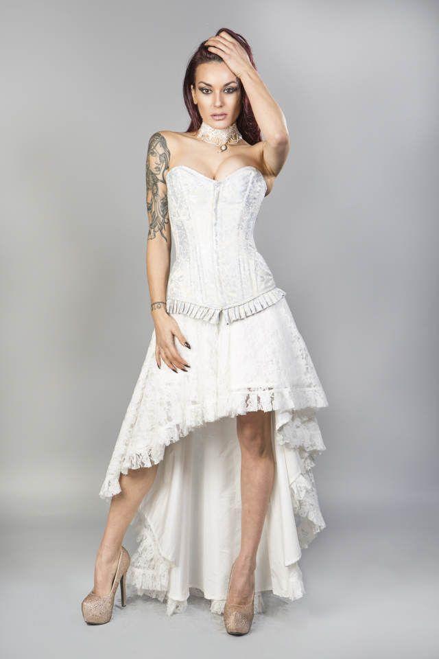 Petra Zip Long Line Overbust Burlesque Corset In King Brocade-Burleska-Dark Fashion Clothing
