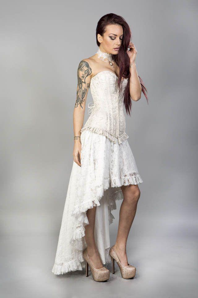 Petra Zip Long Line Overbust Burlesque Corset In King Brocade-Burleska-Dark Fashion Clothing
