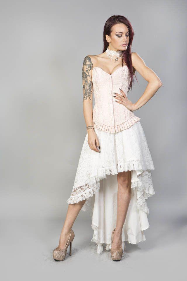 Petra Zip Long Line Overbust Burlesque Corset In King Brocade-Burleska-Dark Fashion Clothing