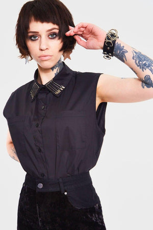 Pins and Needles Sleeveless Shirt-Jawbreaker-Dark Fashion Clothing
