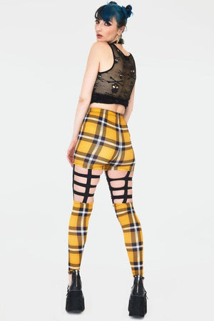 Plaid Cage Leggings-Jawbreaker-Dark Fashion Clothing