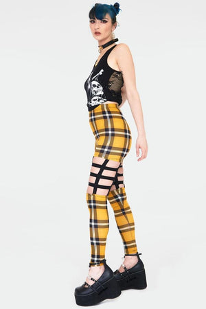 Plaid Cage Leggings-Jawbreaker-Dark Fashion Clothing