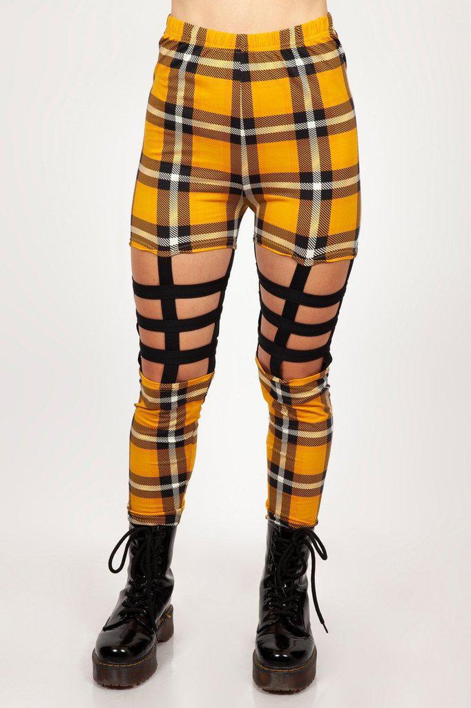 Plaid Cage Leggings-Jawbreaker-Dark Fashion Clothing