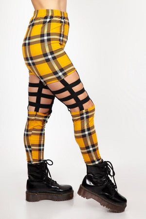 Plaid Cage Leggings-Jawbreaker-Dark Fashion Clothing