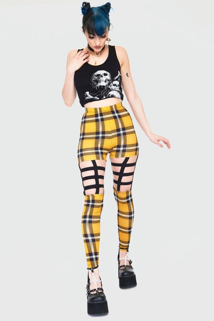 Plaid Cage Leggings-Jawbreaker-Dark Fashion Clothing