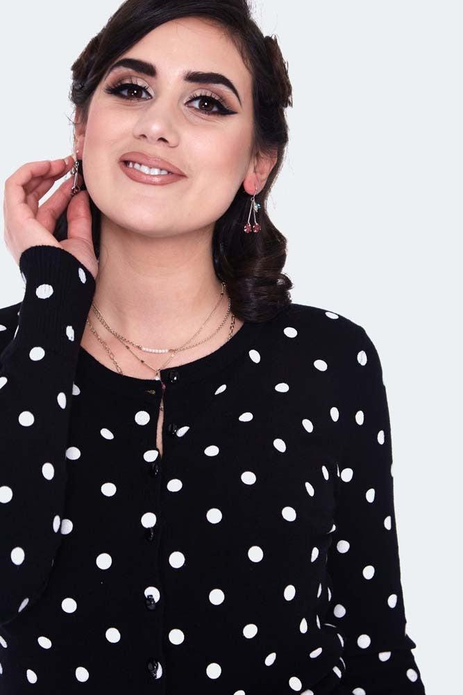 Polka Dot Cardigan-Voodoo Vixen-Dark Fashion Clothing