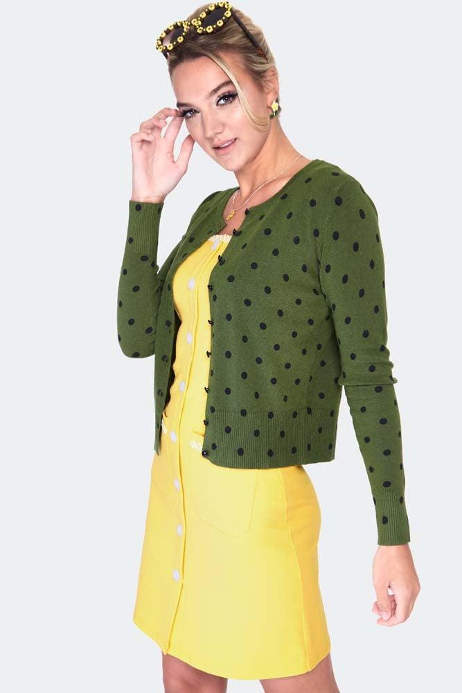 Polka Dot Cardigan-Voodoo Vixen-Dark Fashion Clothing