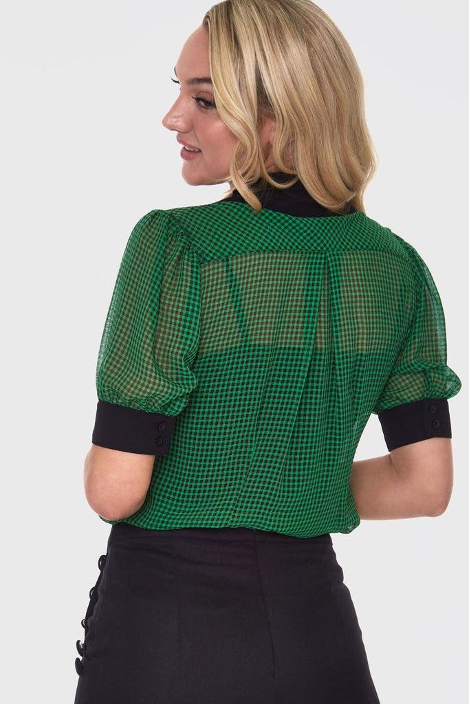 Ponny Gingham Blouse-Voodoo Vixen-Dark Fashion Clothing