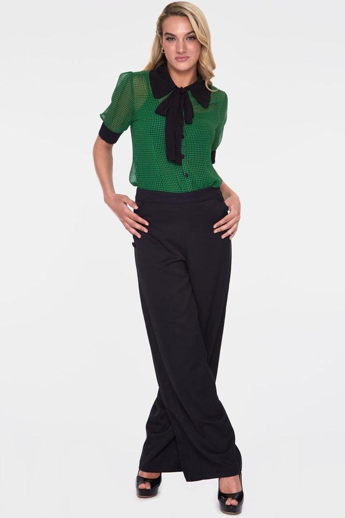 Ponny Gingham Blouse-Voodoo Vixen-Dark Fashion Clothing