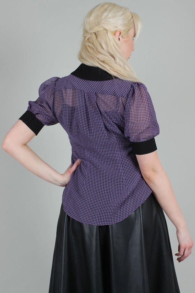Ponny Gingham Blouse-Voodoo Vixen-Dark Fashion Clothing