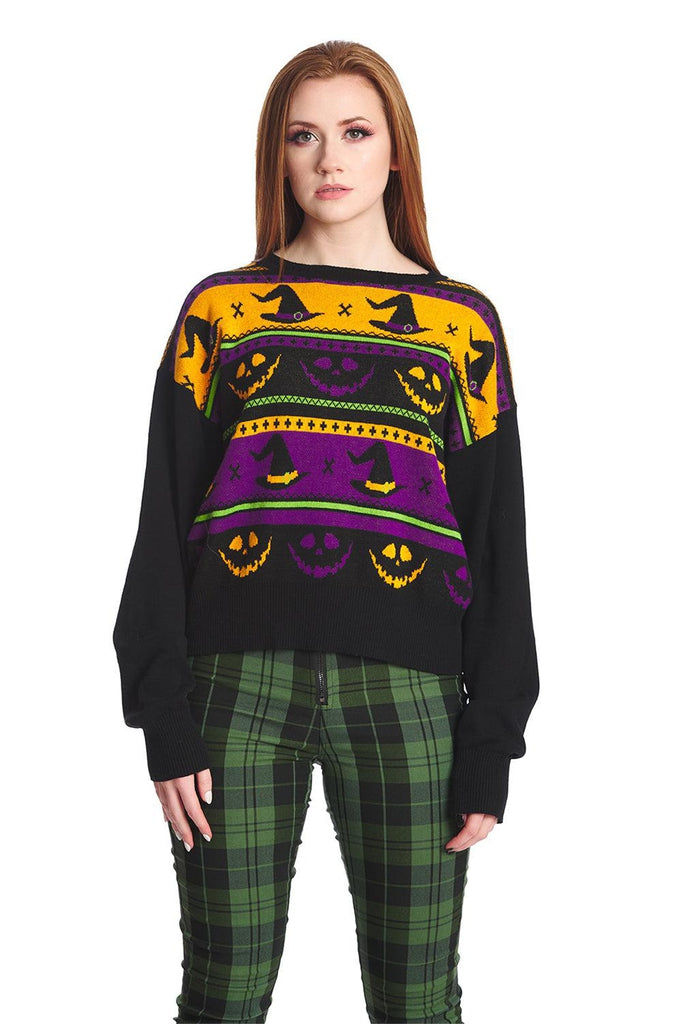 Pumpkin Jumper-Banned-Dark Fashion Clothing