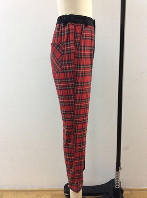 Quinn Tapered Half & Half Tartan Trousers-Banned-Dark Fashion Clothing