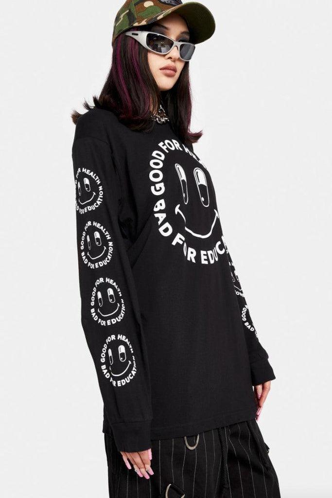 Rave Smiley - Long Sleeve - Unisex-Long Clothing-Dark Fashion Clothing