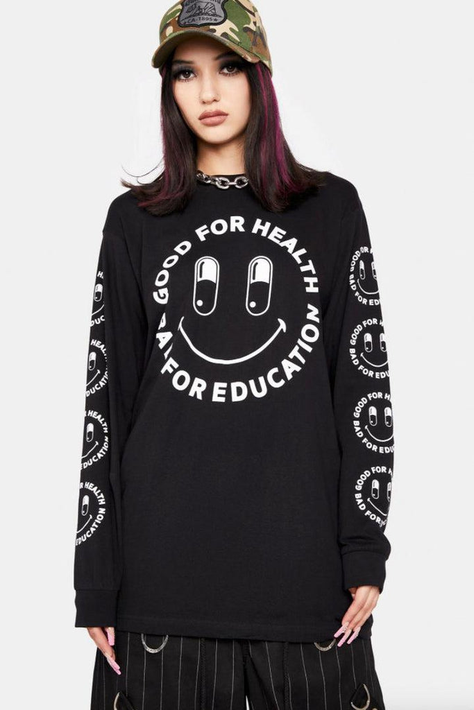 Rave Smiley - Long Sleeve - Unisex-Long Clothing-Dark Fashion Clothing