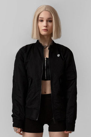 Rave Smiley MA1 Patch Jacket - Unisex-Long Clothing-Dark Fashion Clothing