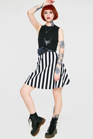 Recently Deceased Striped Dress-Jawbreaker-Dark Fashion Clothing