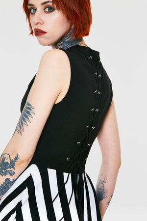 Recently Deceased Striped Dress-Jawbreaker-Dark Fashion Clothing