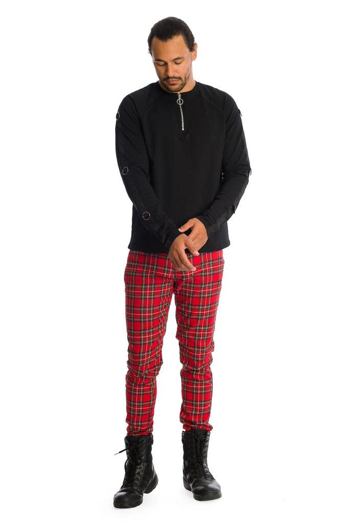 Red Tartan Lydon Pants-Banned-Dark Fashion Clothing
