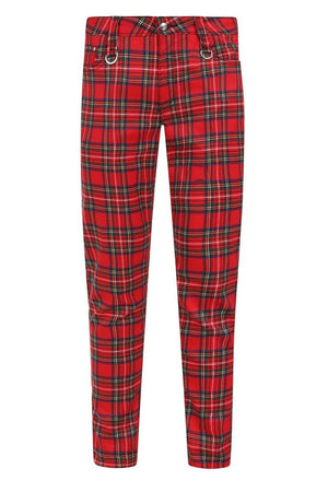 Red Tartan Lydon Pants-Banned-Dark Fashion Clothing