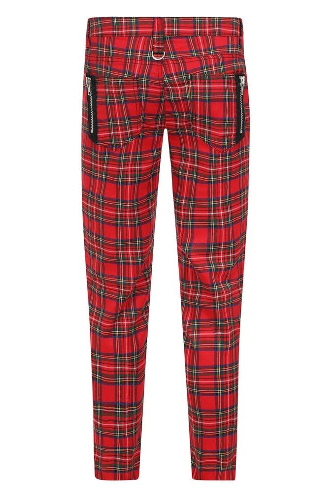 Red Tartan Lydon Pants-Banned-Dark Fashion Clothing