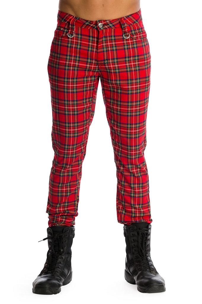 Red Tartan Lydon Pants-Banned-Dark Fashion Clothing