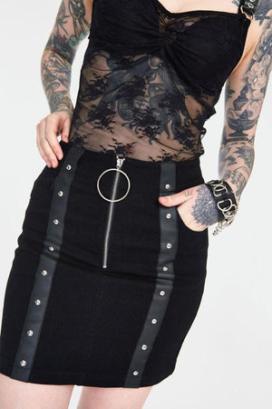 Release Me Black Denim Skirt-Jawbreaker-Dark Fashion Clothing