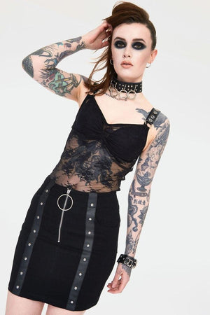 Release Me Black Denim Skirt-Jawbreaker-Dark Fashion Clothing