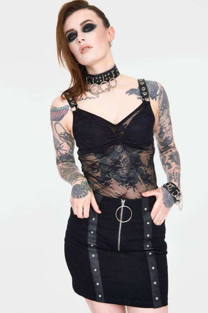 Release Me Black Denim Skirt-Jawbreaker-Dark Fashion Clothing