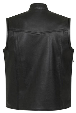 Reyes Leather Expandable Biker Vest-Skintan Leather-Dark Fashion Clothing