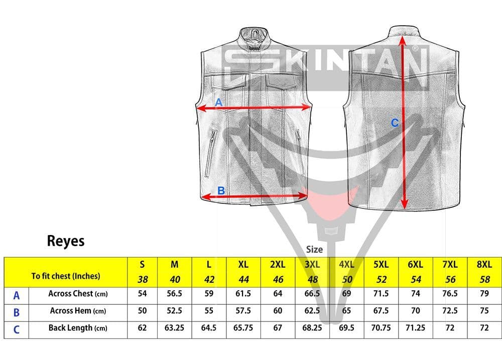 Reyes Leather Expandable Biker Vest-Skintan Leather-Dark Fashion Clothing