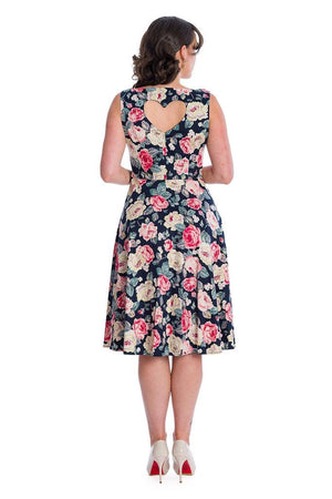 Rose Bloom Fit & Flare Dress-Banned-Dark Fashion Clothing