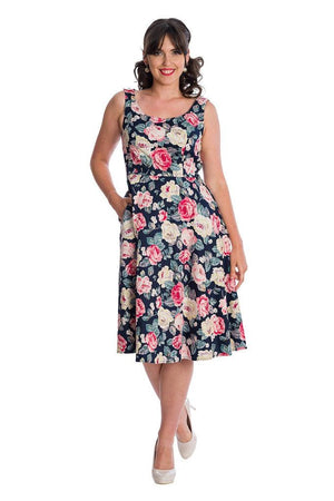 Rose Bloom Fit & Flare Dress-Banned-Dark Fashion Clothing