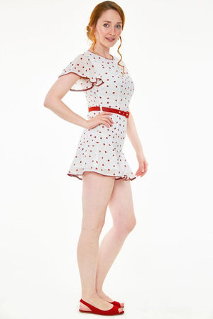 Rosita White Strawberry Fruit Flutter Playsuit-Voodoo Vixen-Dark Fashion Clothing