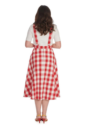 Row Boat Date Check Swing Pinafore-Banned-Dark Fashion Clothing