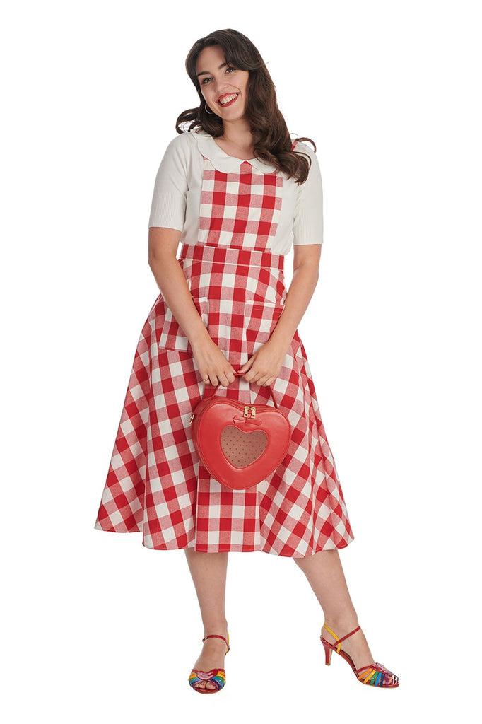 Row Boat Date Check Swing Pinafore-Banned-Dark Fashion Clothing