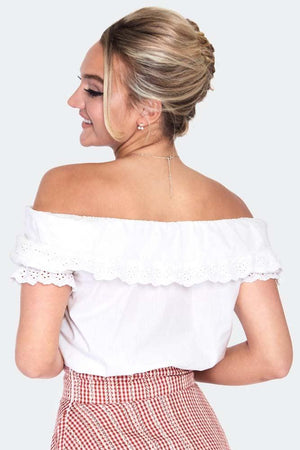 Ruffle Neck Milkmaid Top-Voodoo Vixen-Dark Fashion Clothing