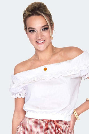 Ruffle Neck Milkmaid Top-Voodoo Vixen-Dark Fashion Clothing