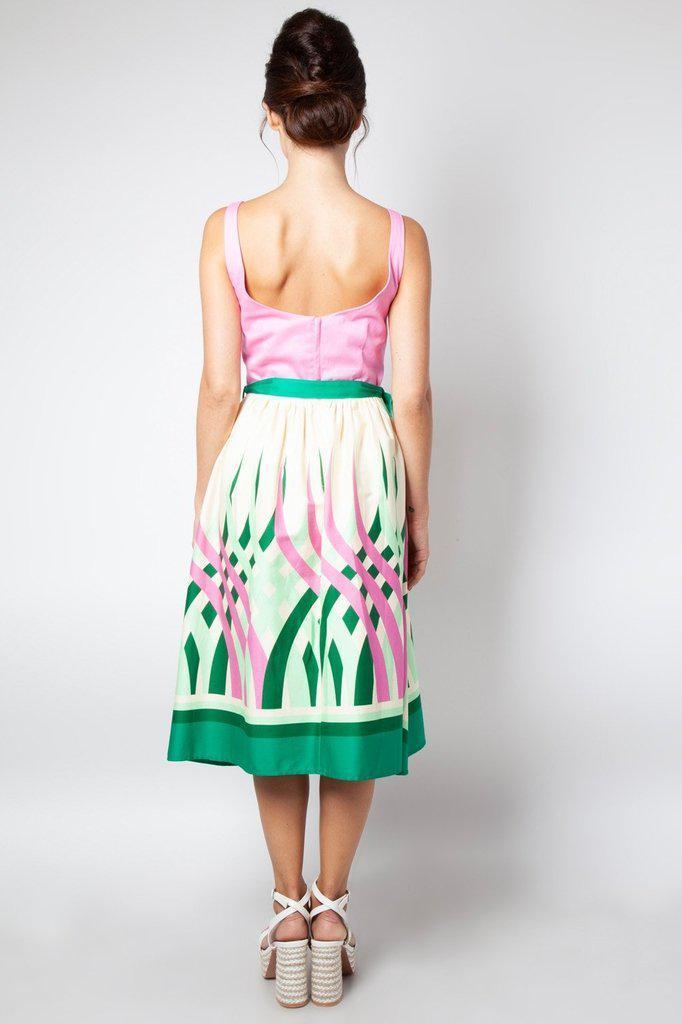 Sabrina Watermelon Border Print Flared Dress-Voodoo Vixen-Dark Fashion Clothing