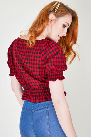 Sadie Gingham Top-Voodoo Vixen-Dark Fashion Clothing