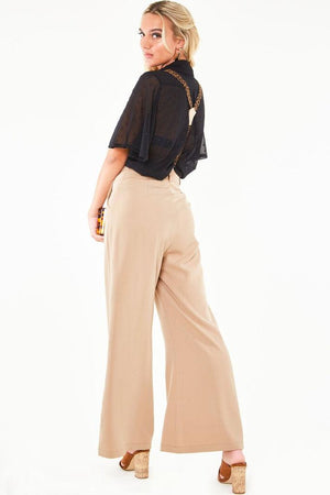 Safari Flare Trousers With Leopard Print Suspenders-Voodoo Vixen-Dark Fashion Clothing