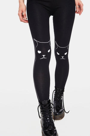Salem Grumpy Kitty Leggings-Jawbreaker-Dark Fashion Clothing
