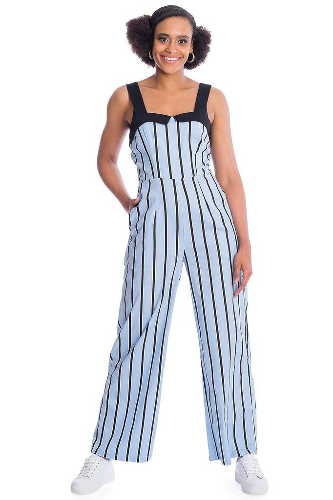 Sally Stripe Playsuit-Banned-Dark Fashion Clothing