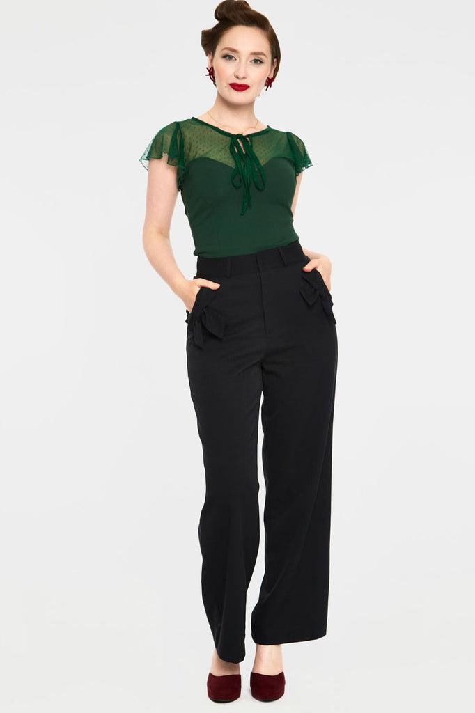 Samantha Polka Mesh Top-Voodoo Vixen-Dark Fashion Clothing