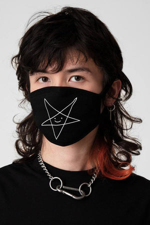 Satan Loves You Face Mask - Unisex-Long Clothing-Dark Fashion Clothing