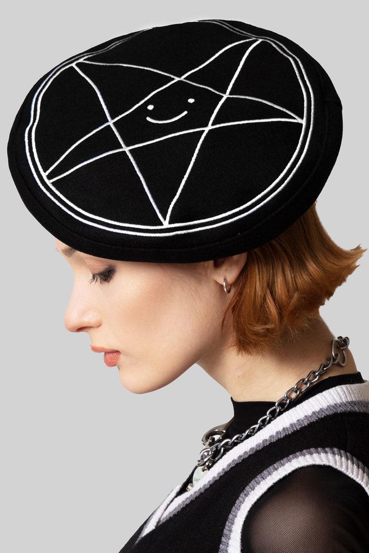 Satan Loves You Large Logo Beret - Unisex-Long Clothing-Dark Fashion Clothing