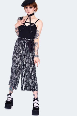 Scattered Stripes Culottes With Contrast-Jawbreaker-Dark Fashion Clothing