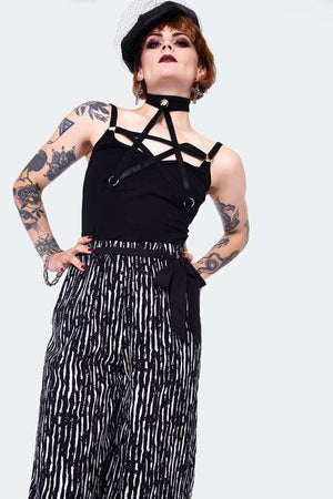 Scattered Stripes Culottes With Contrast-Jawbreaker-Dark Fashion Clothing